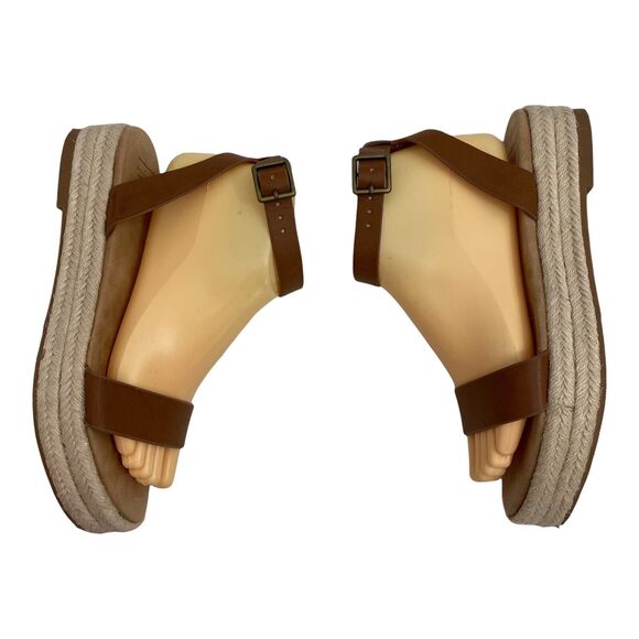 INC Espadrille Sandal Womens Size 8.5 Brown Ankle Buckle M Valet Tap - Picture 5 of 11